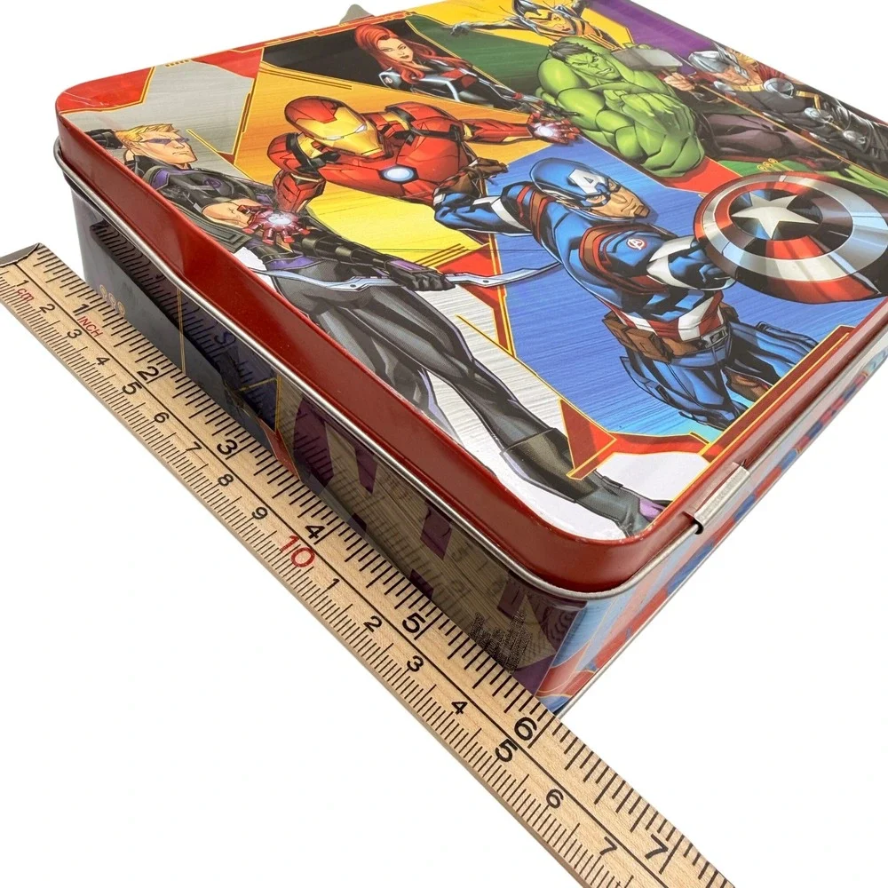 Marvel Kids Avengers Tin Lunch Box Red Superhero Iron Man Hulk Captain America